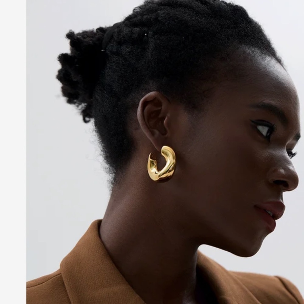 18k Gold Plated Geometric Chunky Earrings – Waterproof, Stainless Steel